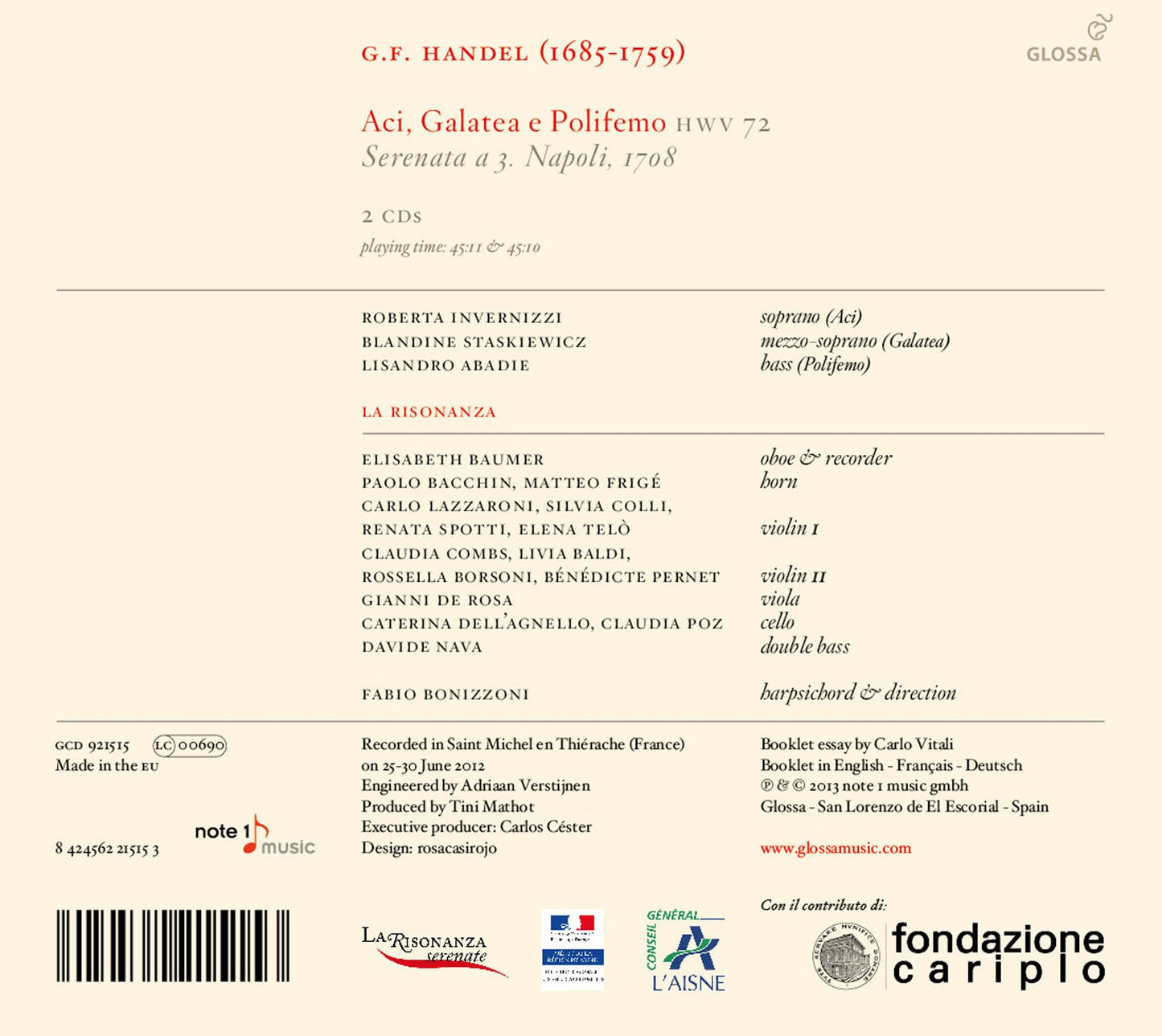 Handel: Aci, Galatea e Polifemo