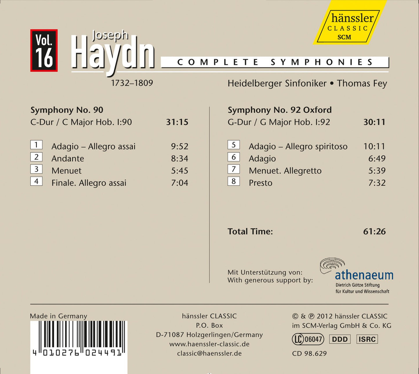 Haydn: Symphonies Nos. 90 & 92