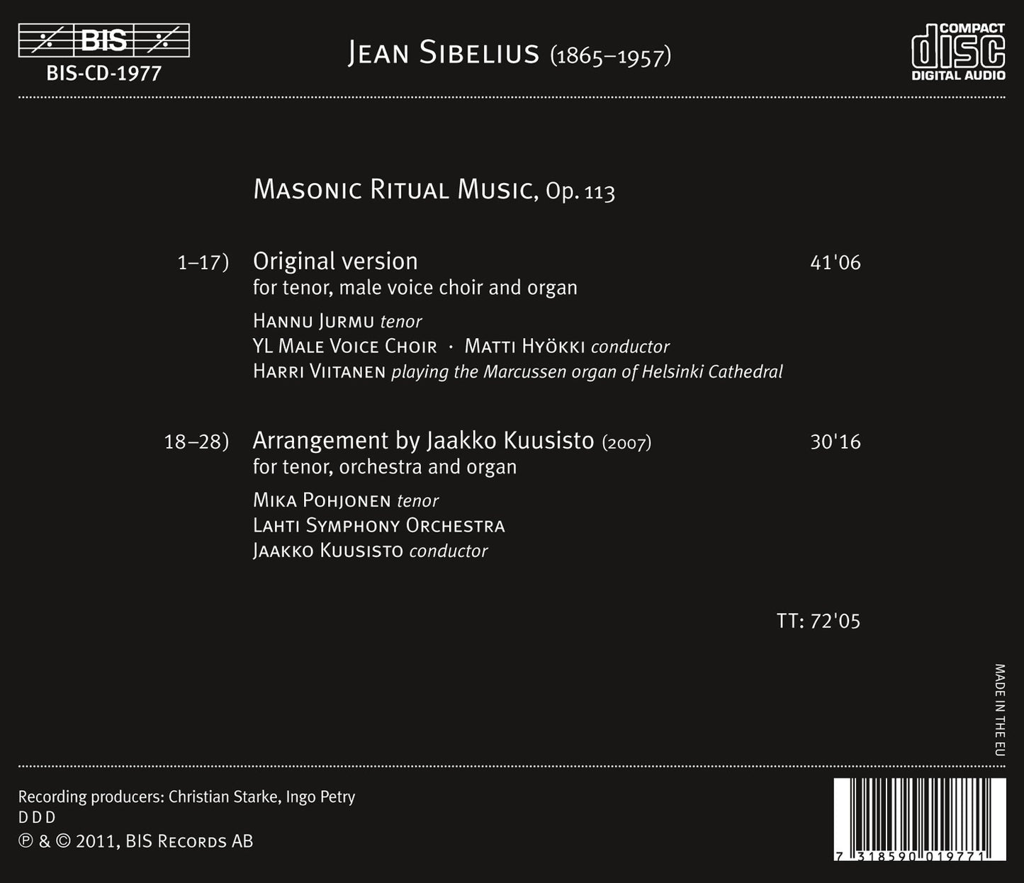 Sibelius: Masonic Ritual Music