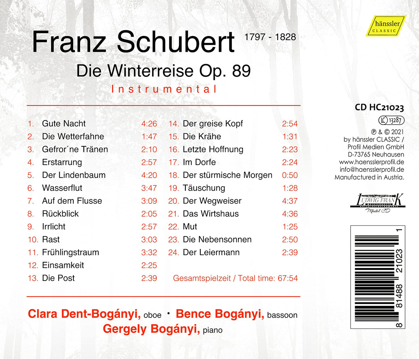 Die Winterreise Op. 89 - Instrumental
