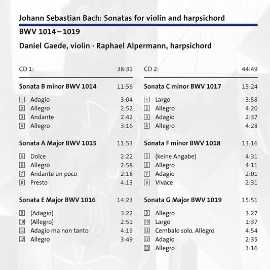 Johann Sebastian Bach: Sonatas for violin and harpsichord BW
