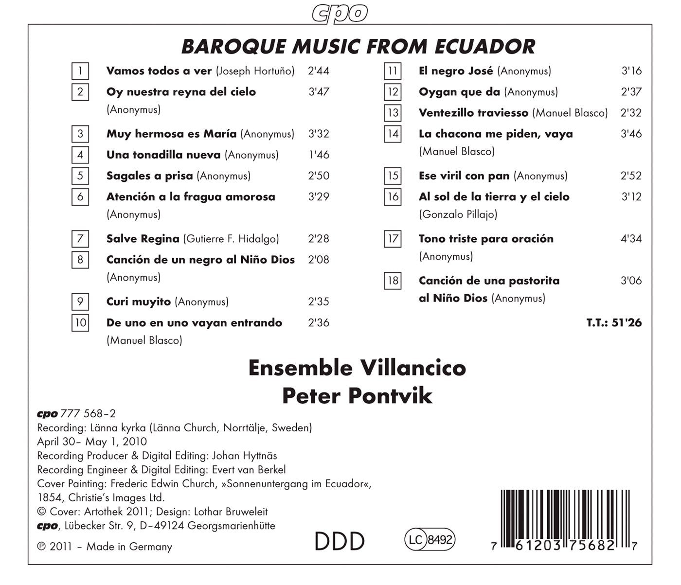 Una tonadilla nueva: Baroque Music from Ecuador
