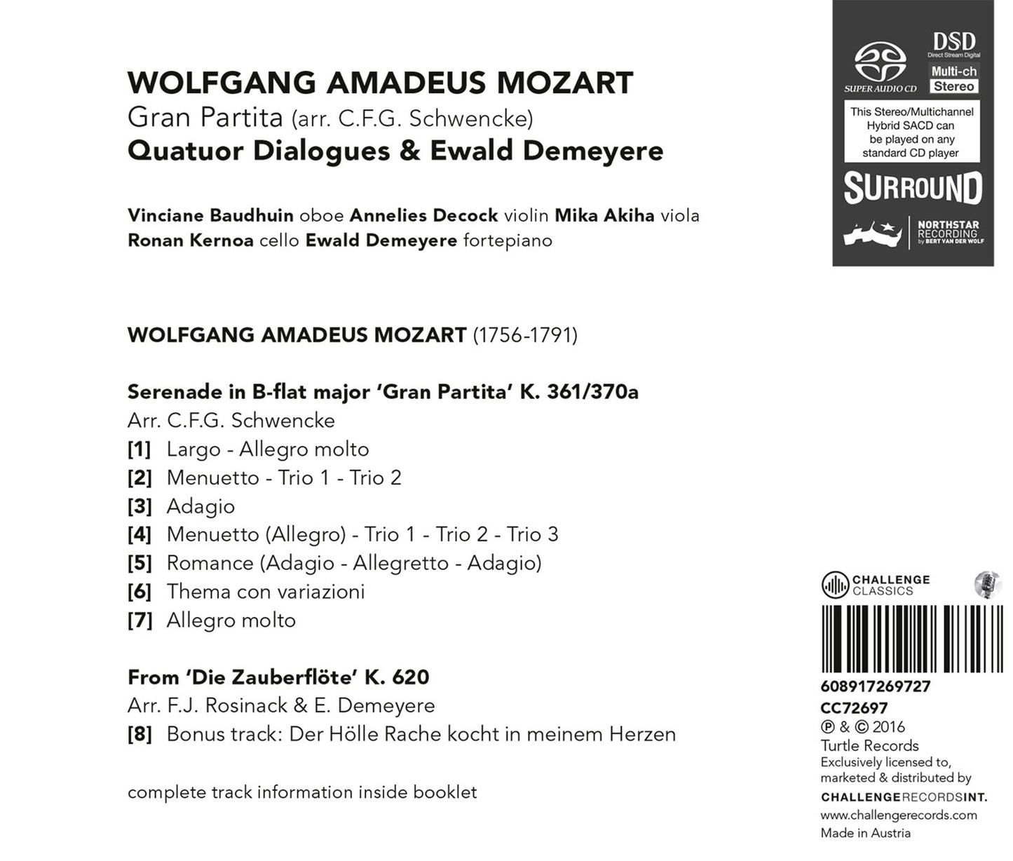 Mozart: Serenade, K. 361 & Die Zauberflöte, K. 620