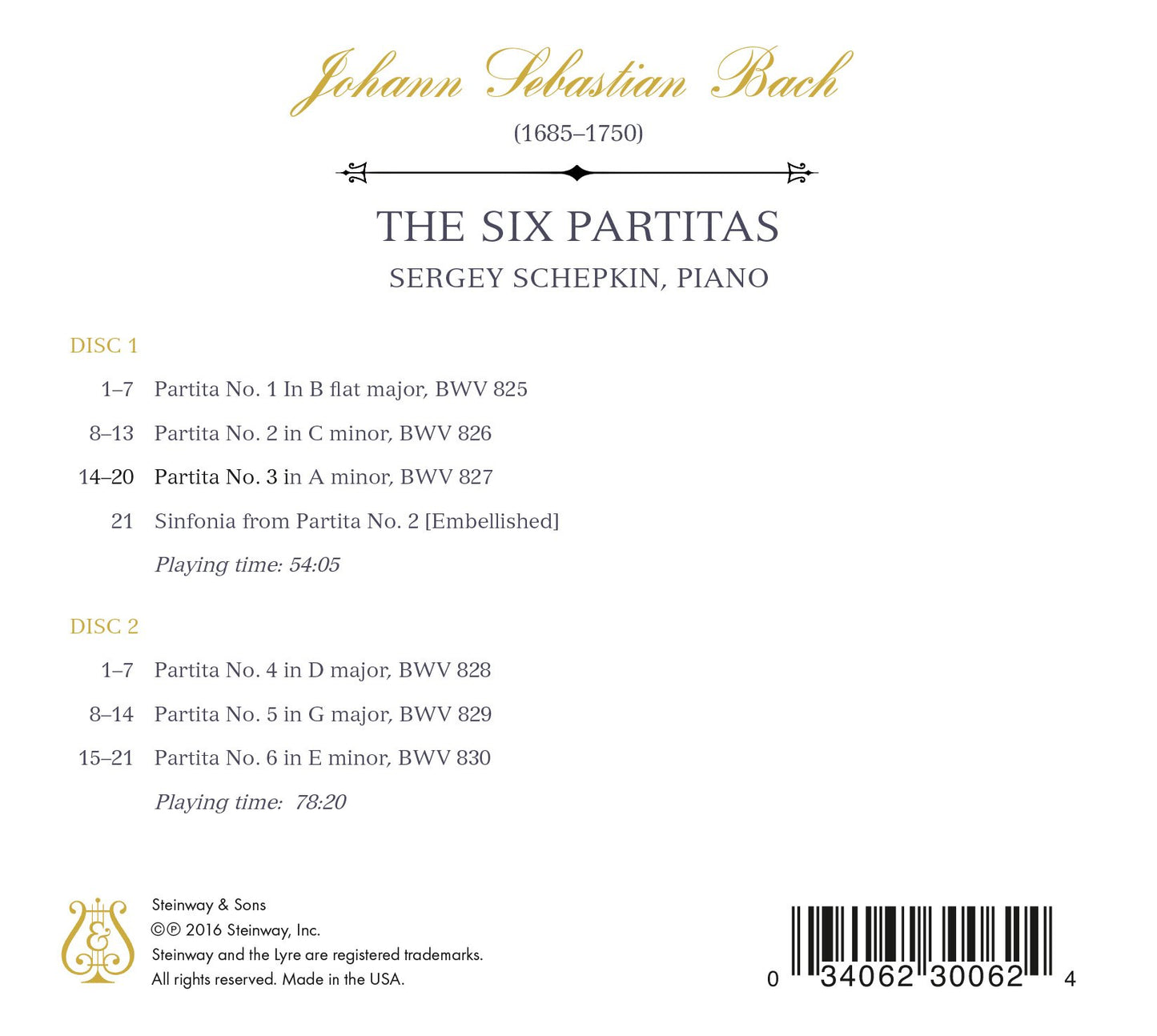 Bach: Keyboard Partitas Nos. 1-6
