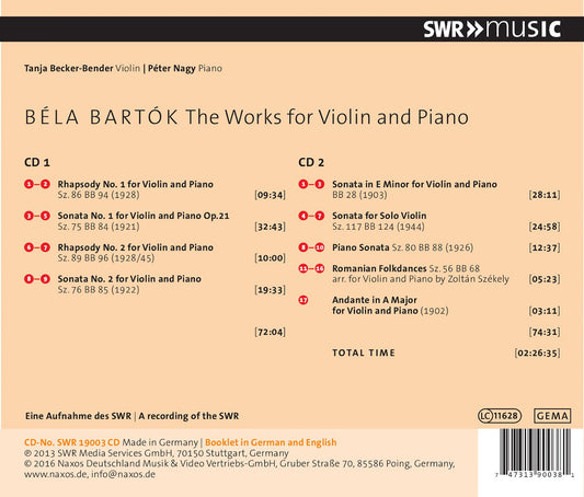WORKS FOR VIOLIN & PIANO