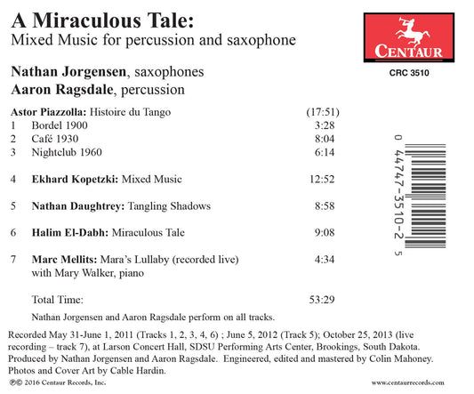 A Miraculous Tale: Mixed Music for Percussion & Saxophone