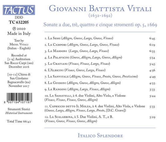 Vitali: Sonatas, Op. 5 (1669)