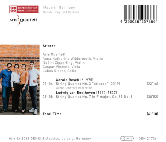 Attacca; Gerald Resch: String Quartet No. 3 "attacca"; Ludwi