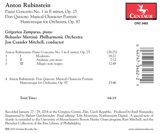 Rubinstein: Piano Concerto No. 1 in E Minor, Op. 25 & Don Qu