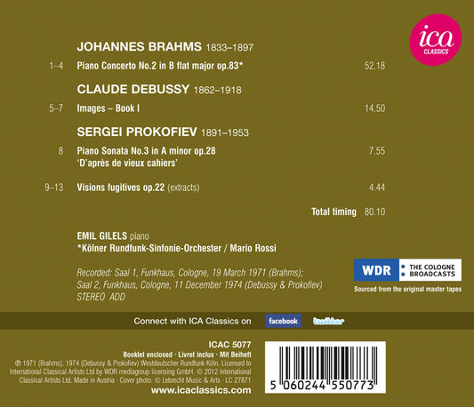 Brahms: Piano Concerto No. 2 - Debussy: Images, Book 1 - Pro