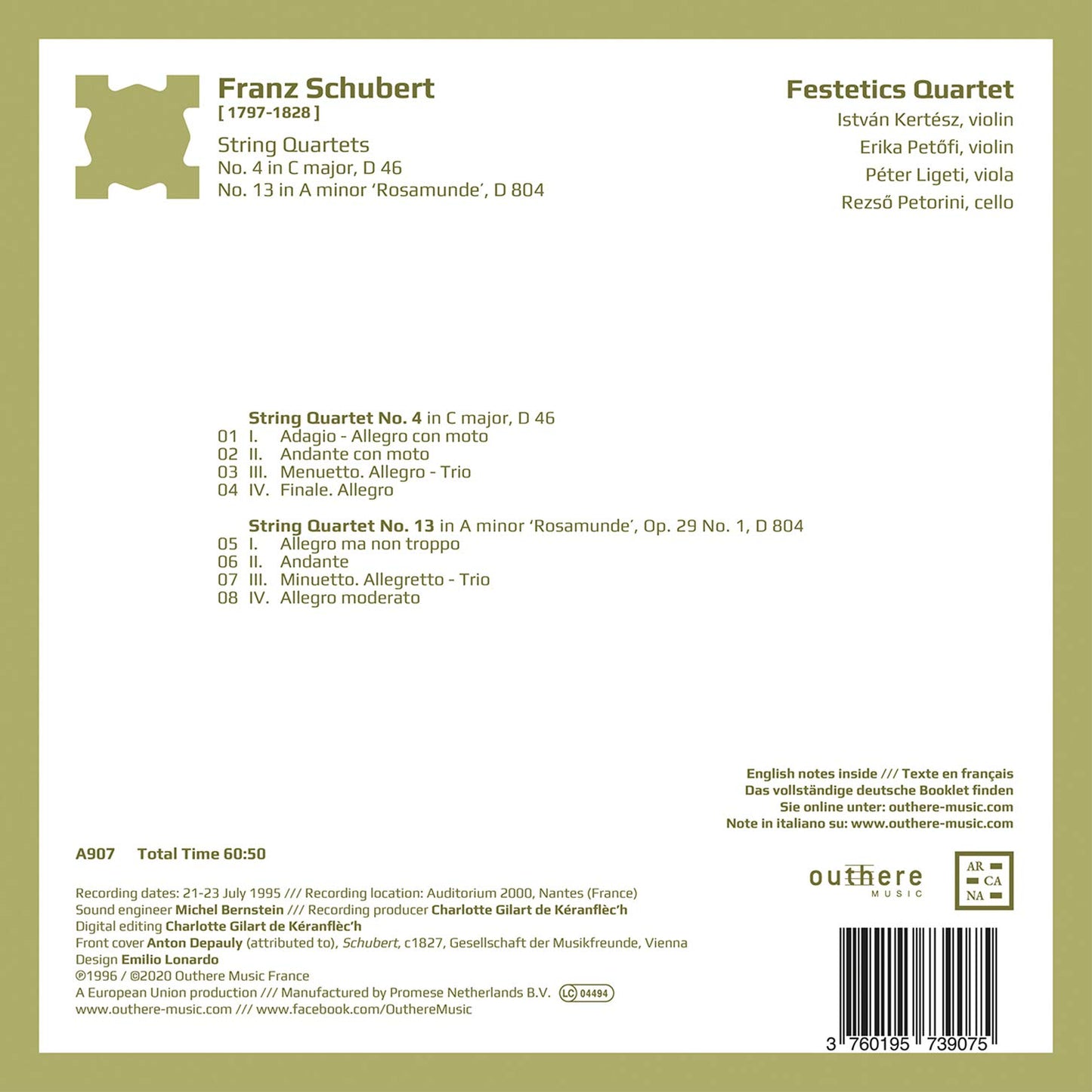 Schubert: String Quartets D 46 and D 804 "Rosamunde"