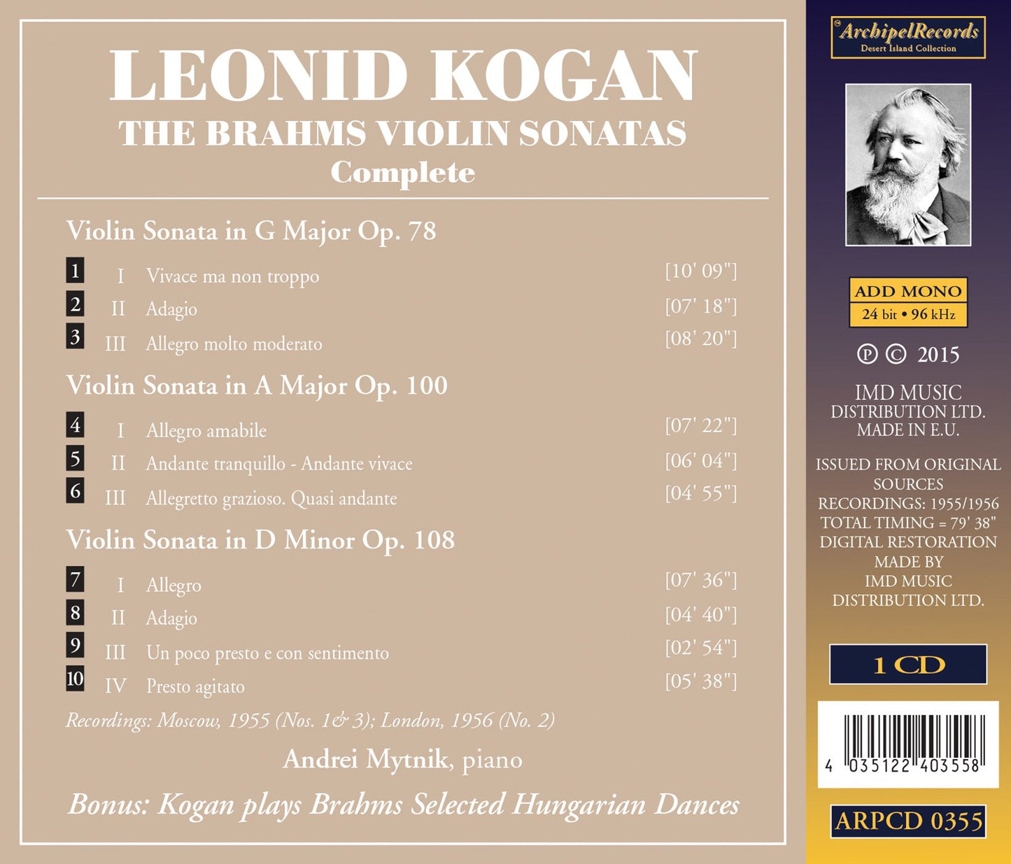 Brahms: The Complete Violin Sonatas