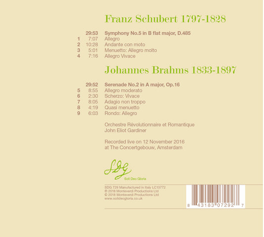 Schubert: Symphony No. 5, D. 485 - Brahms: Serenade No. 2, O