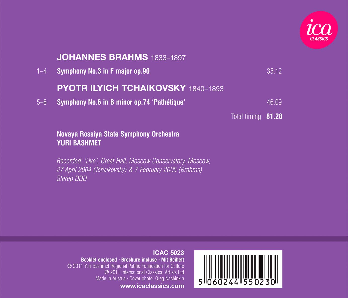 Brahms: Symphony No. 3 - Tchaikovsky: Symphony No. 6