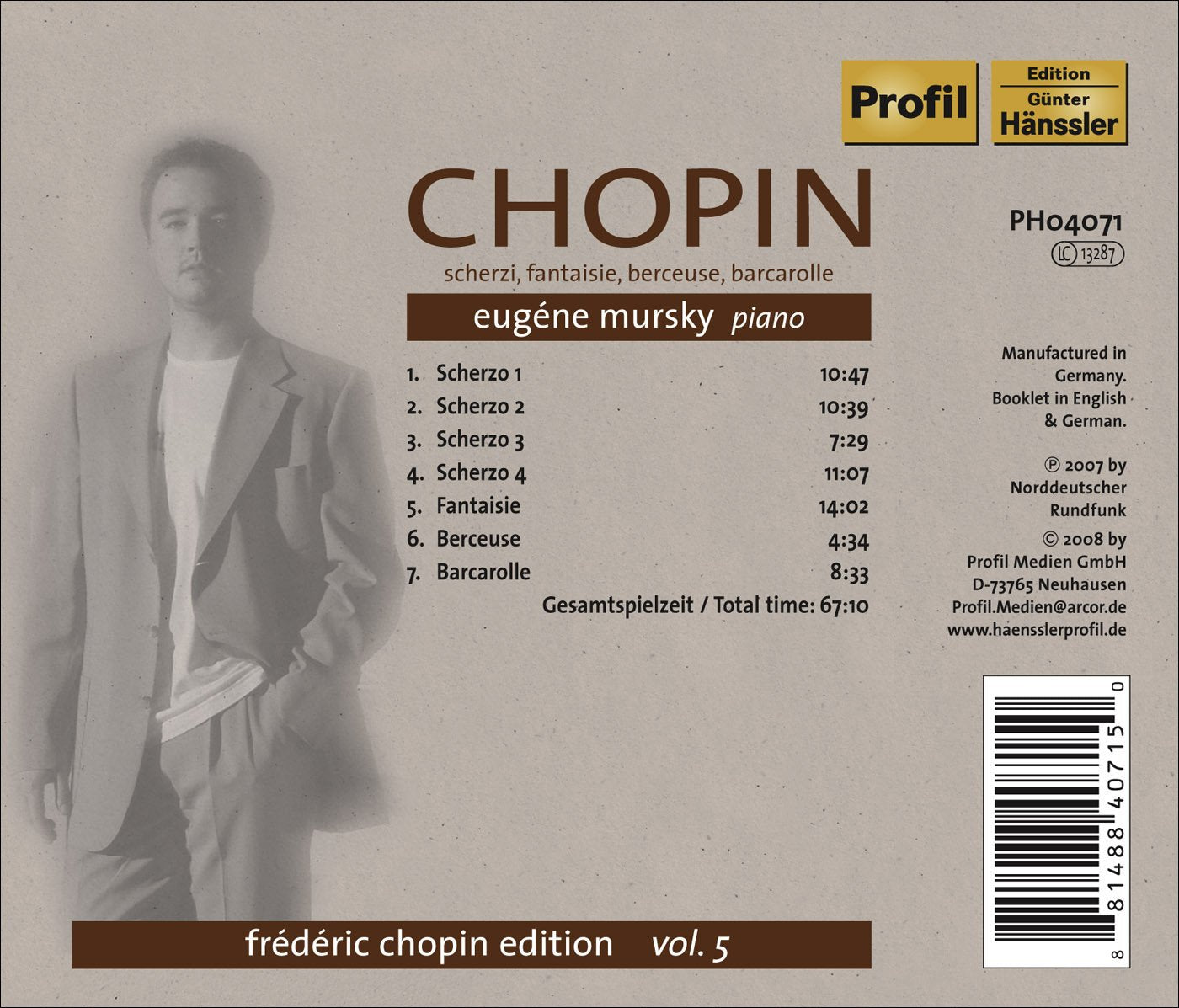 Chopin, F.: Chopin Edition, Vol. 5  - Scherzi / Fantasy / Be