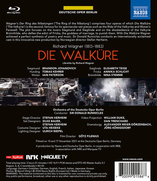 Wagner: Die Walkure  Annika Schlicht, Brandon Jovanovich, Elisabeth Teige, Gotz Filenius, Iain Paterson, Nina Stemme, Orc DVD
