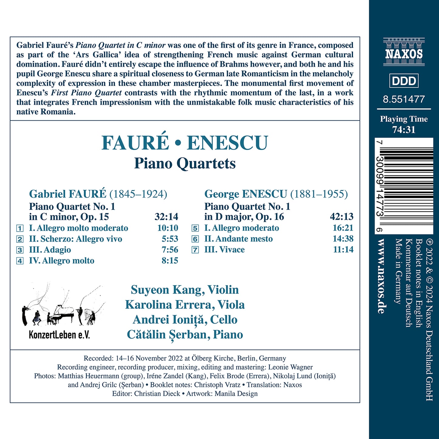 Enescu & Faure: Melodies Infinies - Piano Quartets