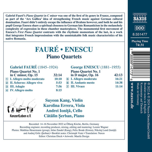 Enescu & Faure: Melodies Infinies - Piano Quartets