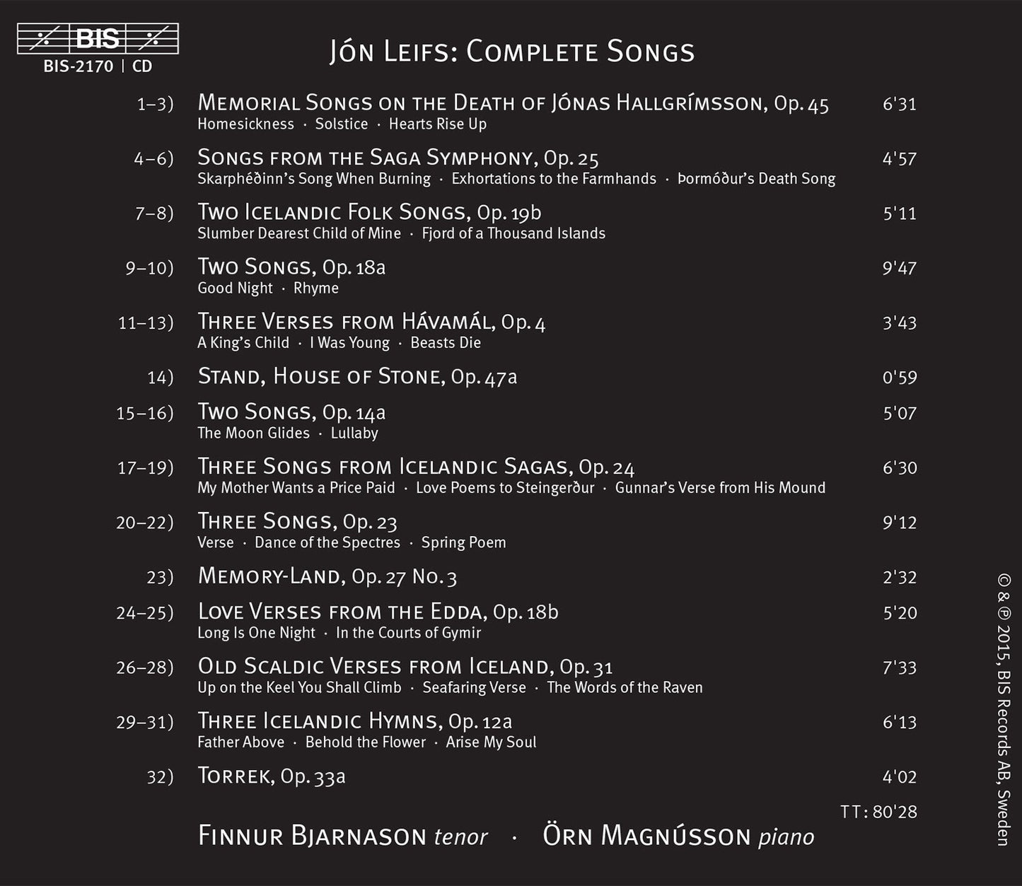 Leifs: Complete Songs