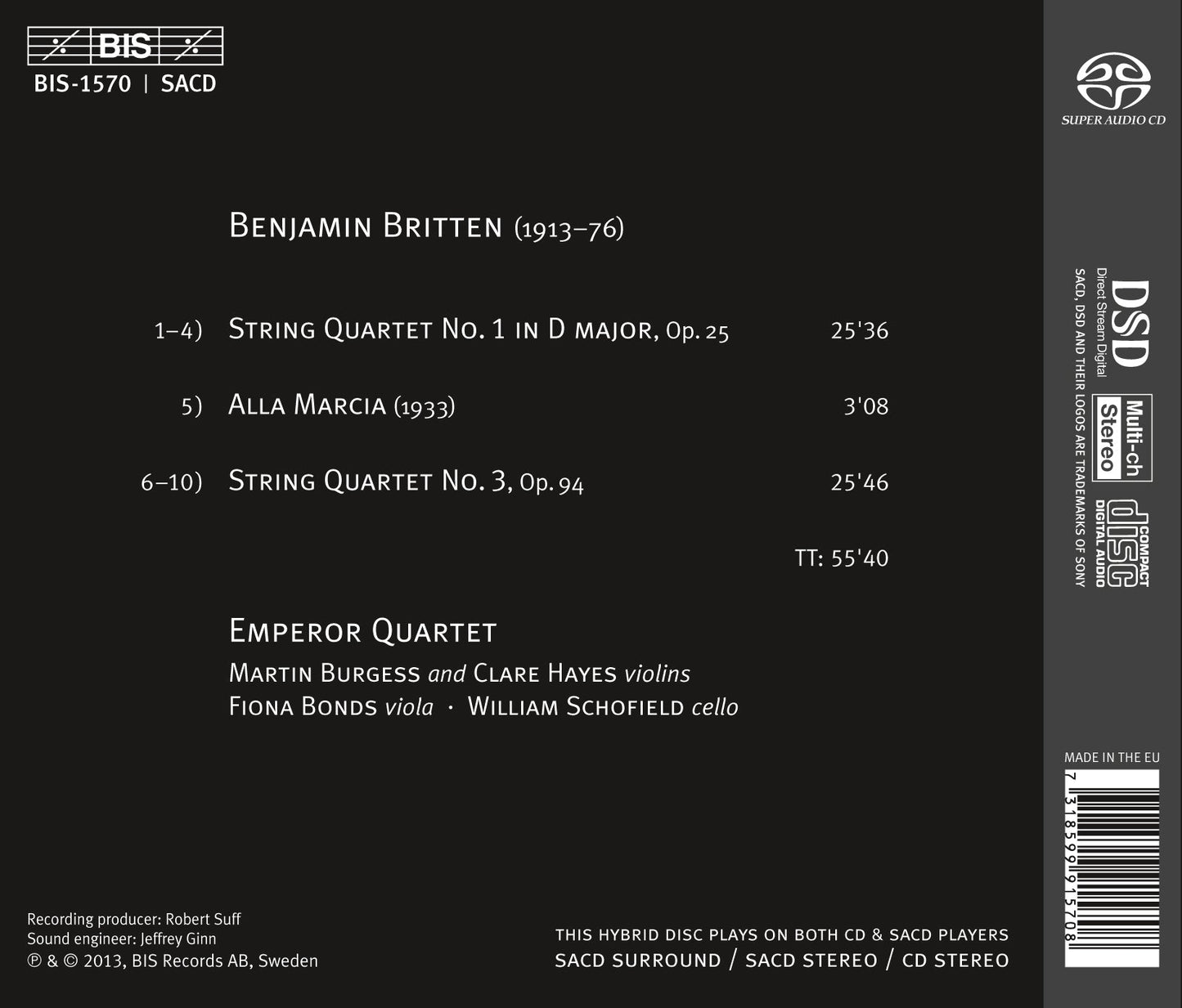 Britten: String Quartets Nos. 1, 3 & Alla marcia