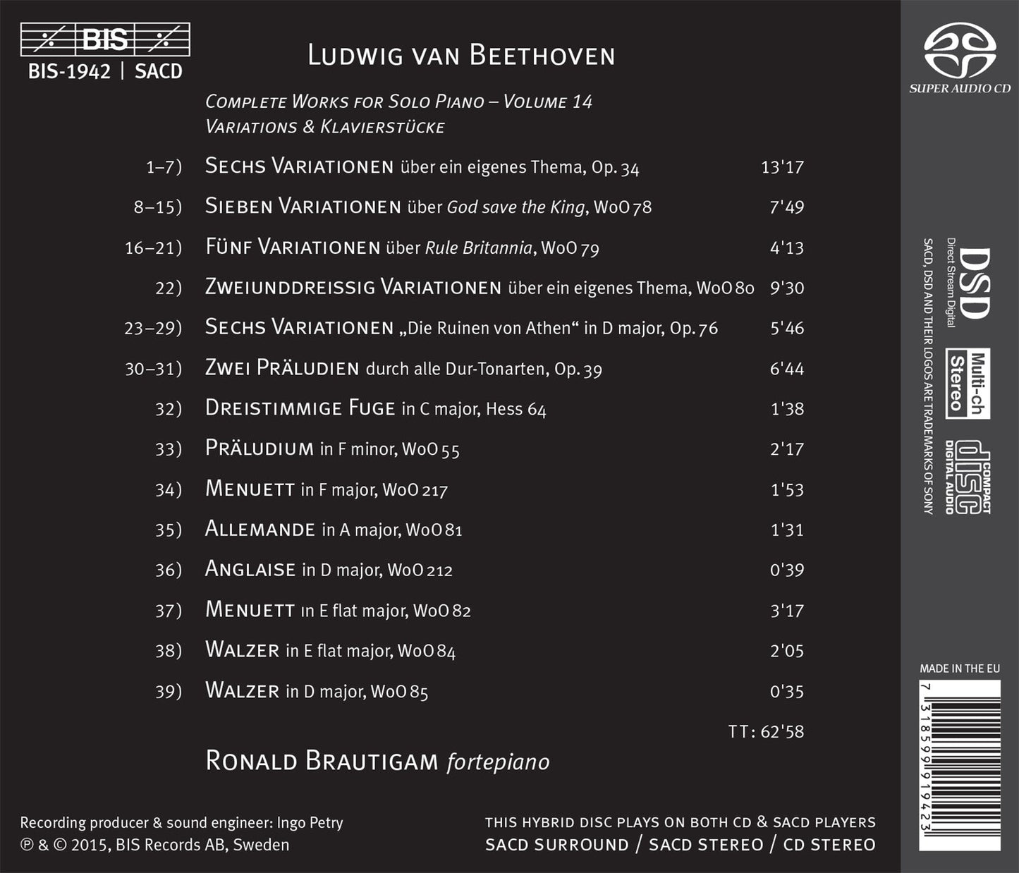 Beethoven: Complete Works for Solo Piano, Vol. 14 – Variatio