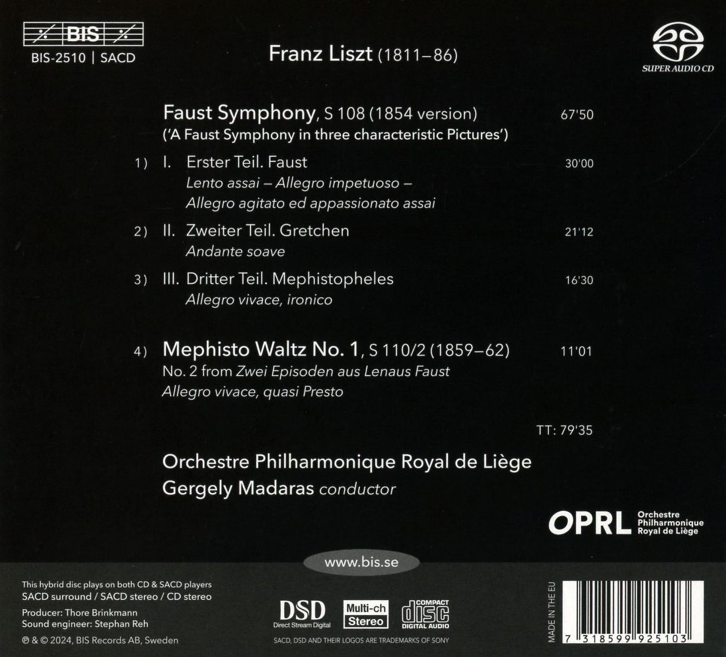 Liszt: Faust-Symphony; Mephisto Waltz No. 1