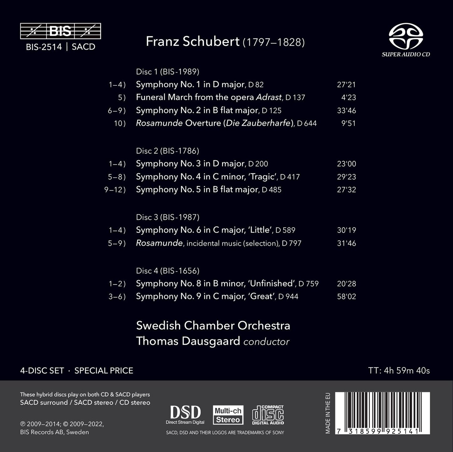 Schubert: The Symphonies  Swedish Chamber Orchestra