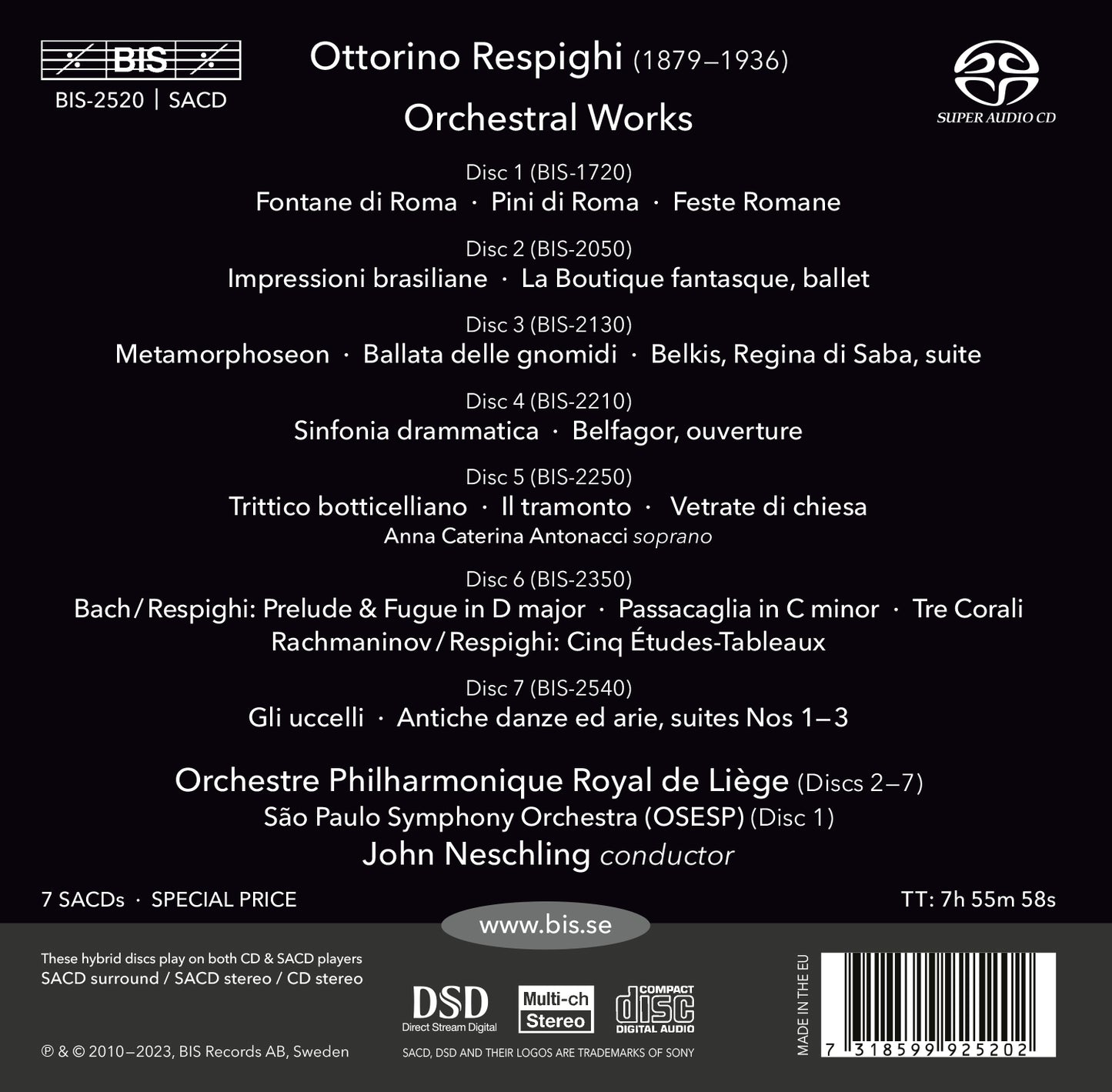 Respighi: Orchestral Works  Sao Paulo Symphony Orchestra, Orchestre Philharmonique Royal De Liege, Anna Caterina Antonacci
