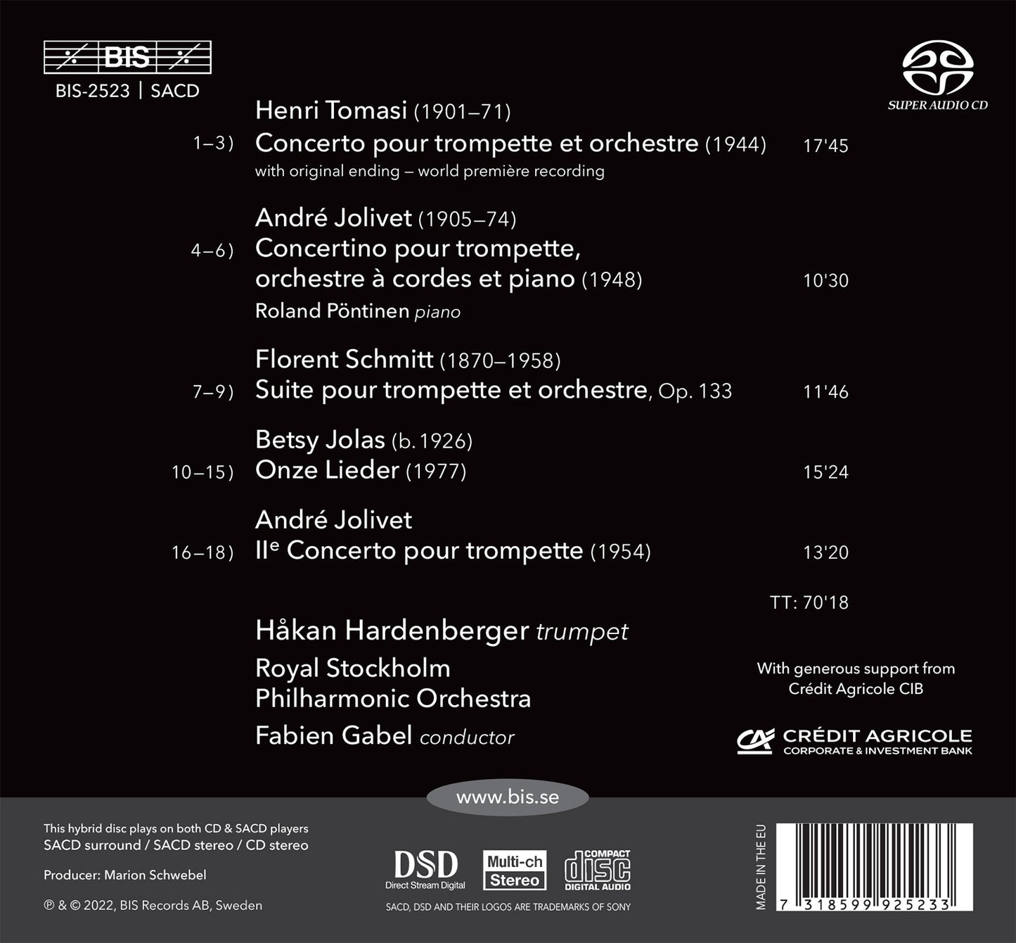 Jolas, Jolivet, Schmitt & Tomasi: French Trumpet Concertos