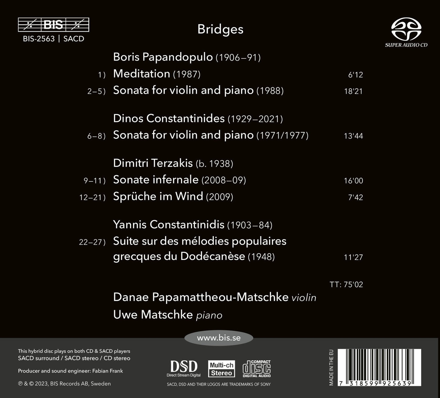 Bridges - Works For Violin & Piano By Greek Composers