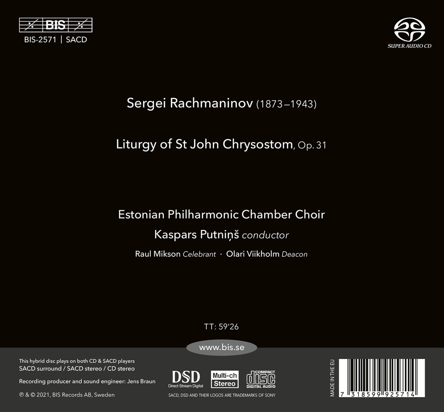 Rachmaninoff: Liturgy Of St John Chrysostom, Op. 31