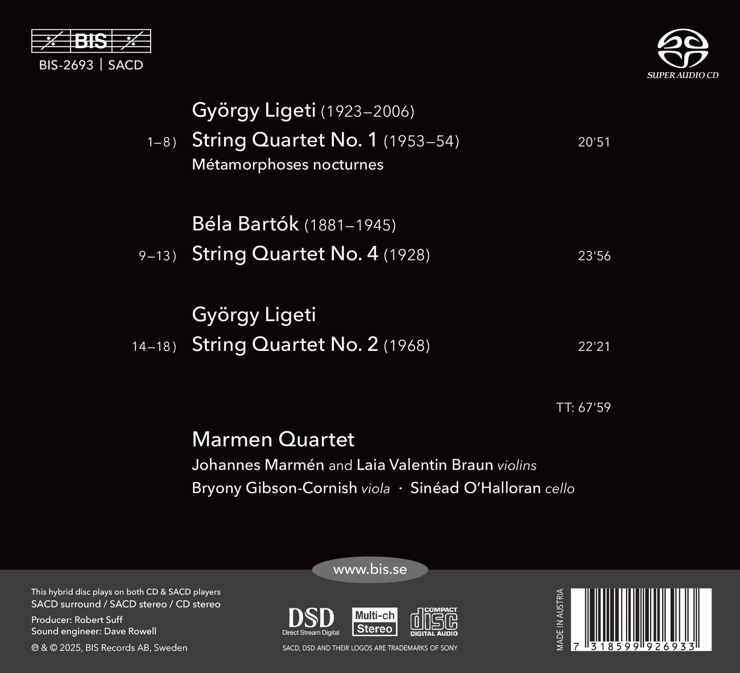 Ligeti: String Quartets Nos. 1 & 2; Bartok: String Quartet N