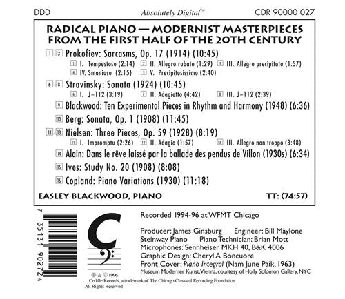 BLACKWOOD, Easley: Radical Piano