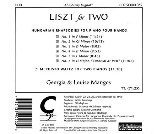 LISZT: 6 Hungarian Rhapsodies for Piano Four-Hands