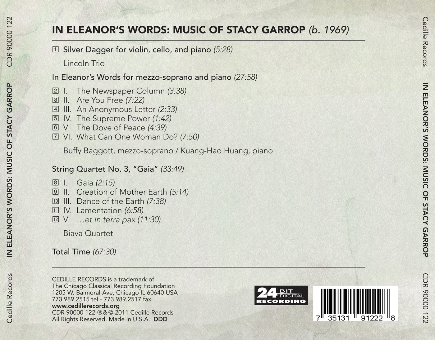 Garrop: In Eleanor's Words / Silver Dagger / String Quartet