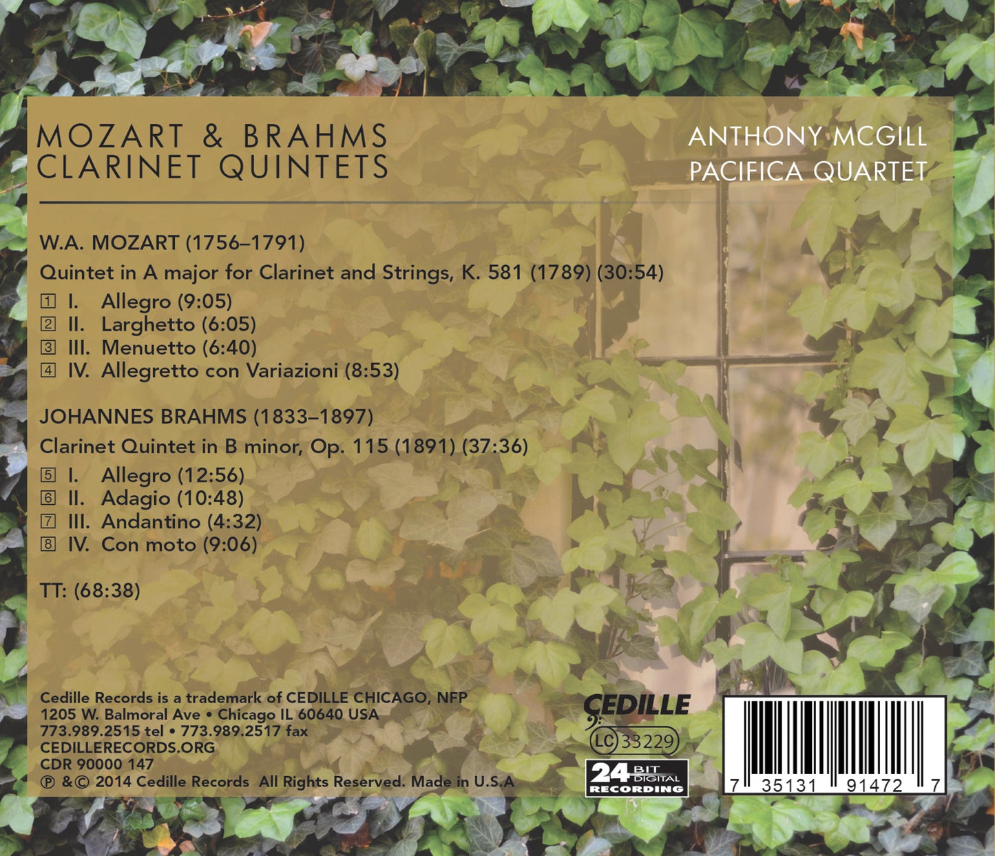 Mozart & Brahms Clarinet Quintets