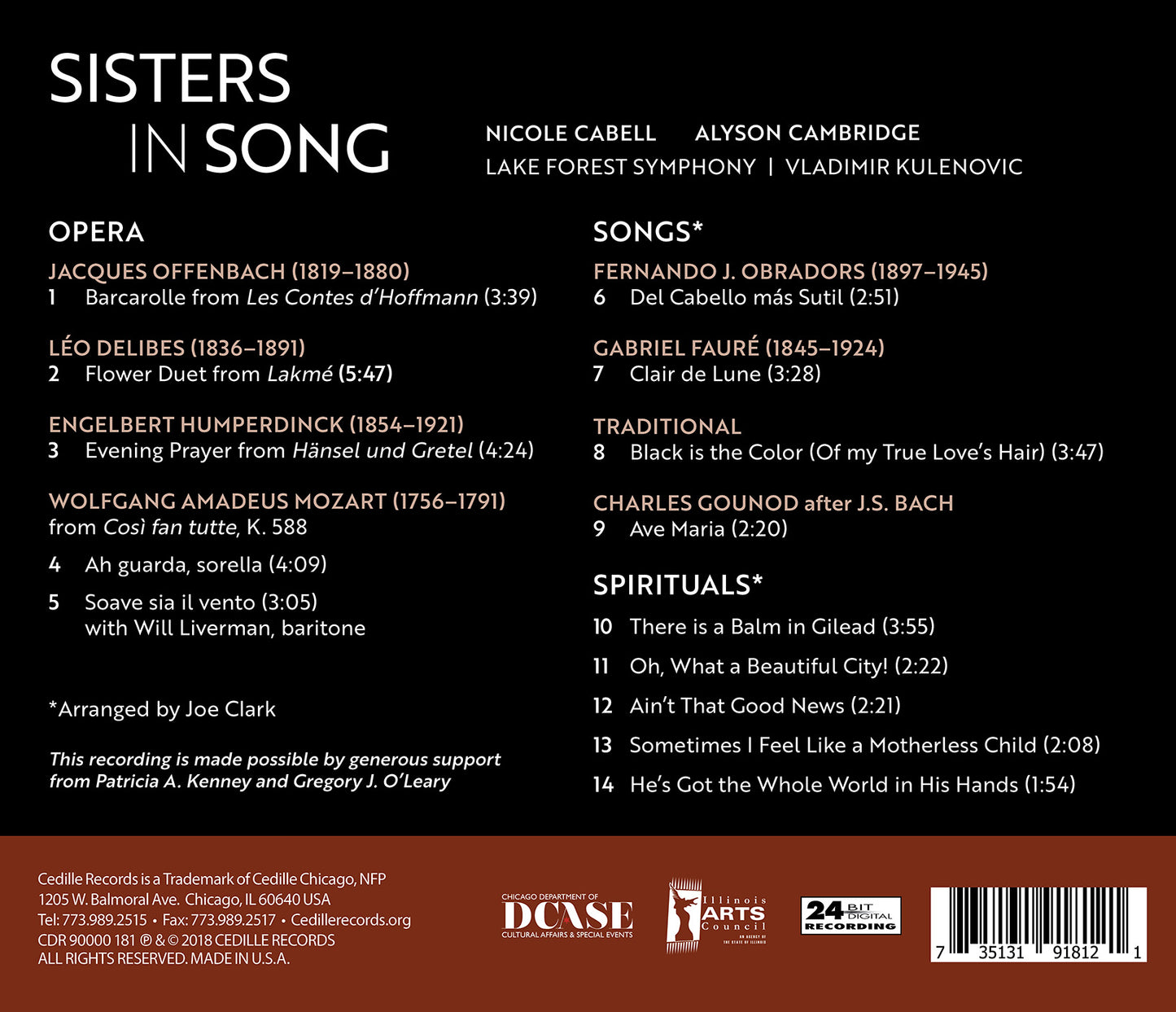 Sisters In Song  Cabell, Cambridge, Lake Forest Symphony, Kulenovic