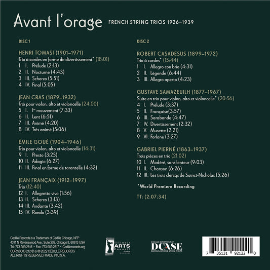 Avant l’orage - French String Trios 1926–1939