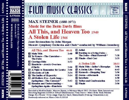 Steiner: All This, And Heaven Too / A Stolen Life  Moscow Symphony Orchestra & Chorus, William Stromberg