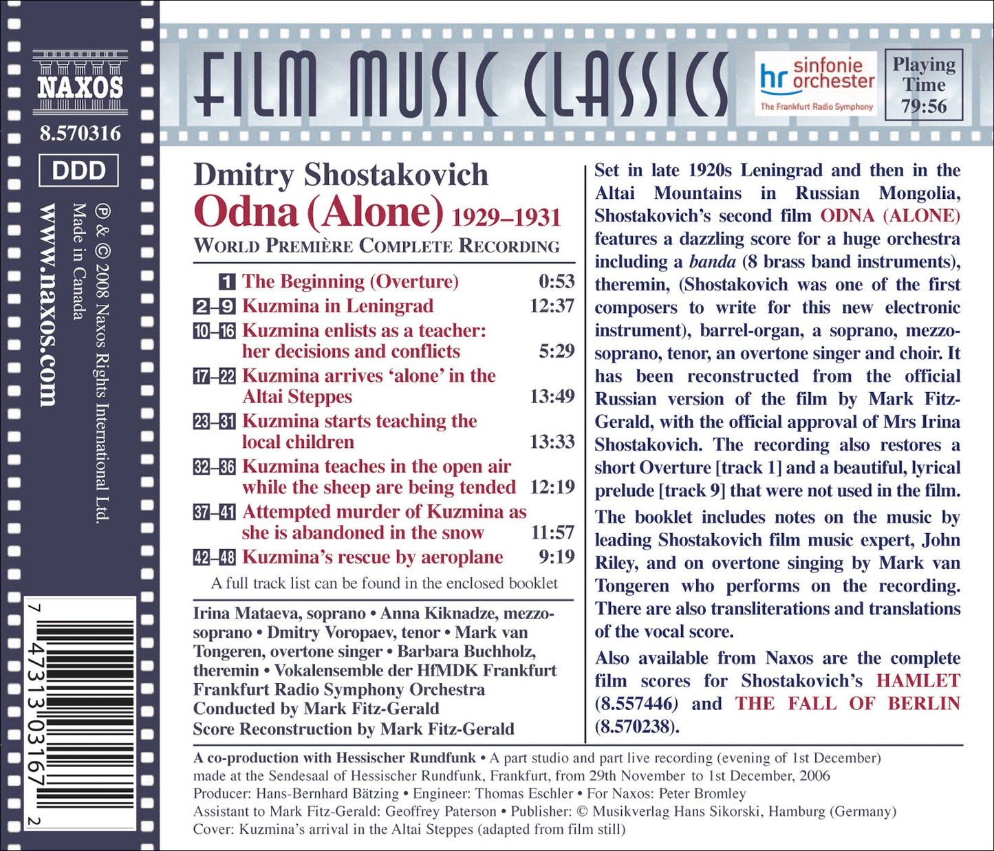 Shostakovich: Odna (Alone)  Mataeva, Kiknadze, Voropaev, Frankfurt Radio Symphony Orchestra, M. Fi
