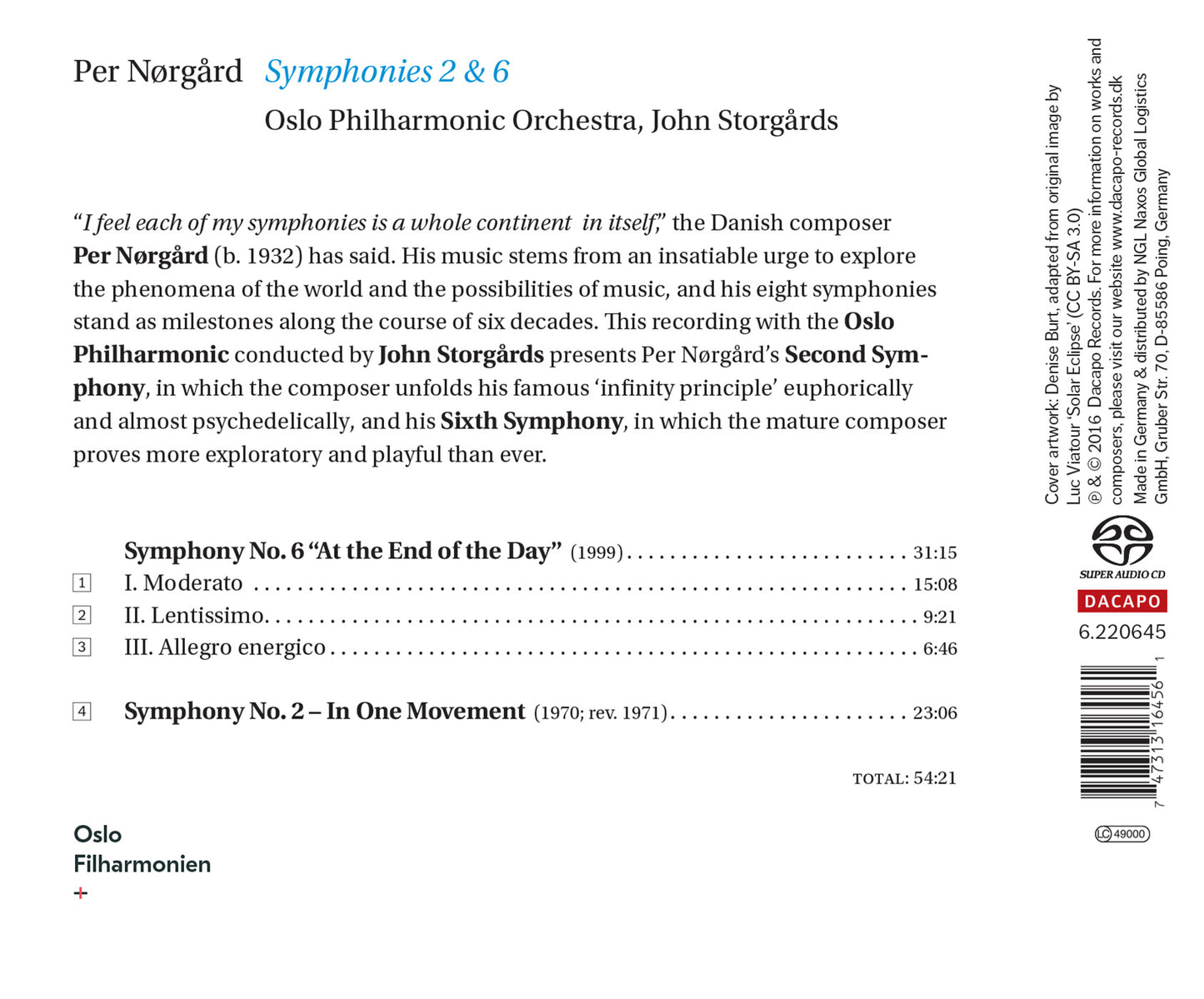 Nørgård: Symphonies Nos. 2 & 6 / Oslo-Filharmonien; John Storgårds