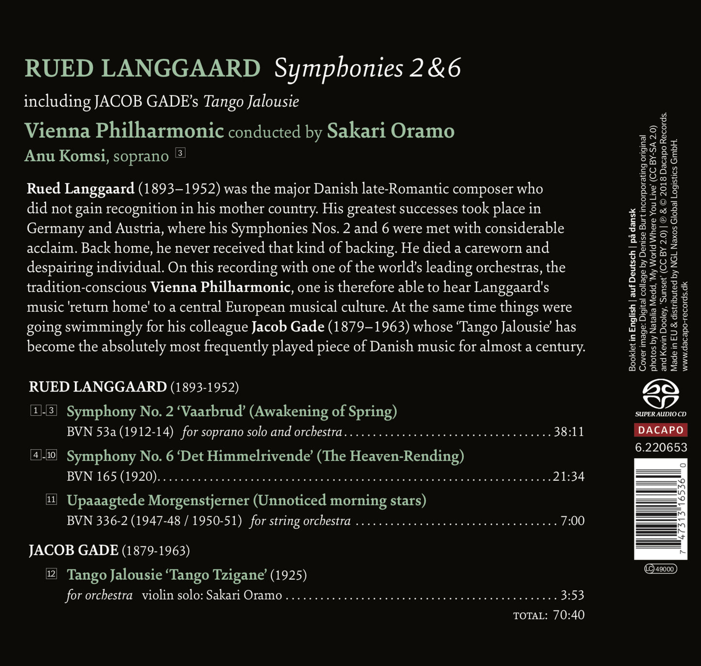 Langgaard: Symphonies Nos. 2 & 6 - Gade: Tango Jalousie