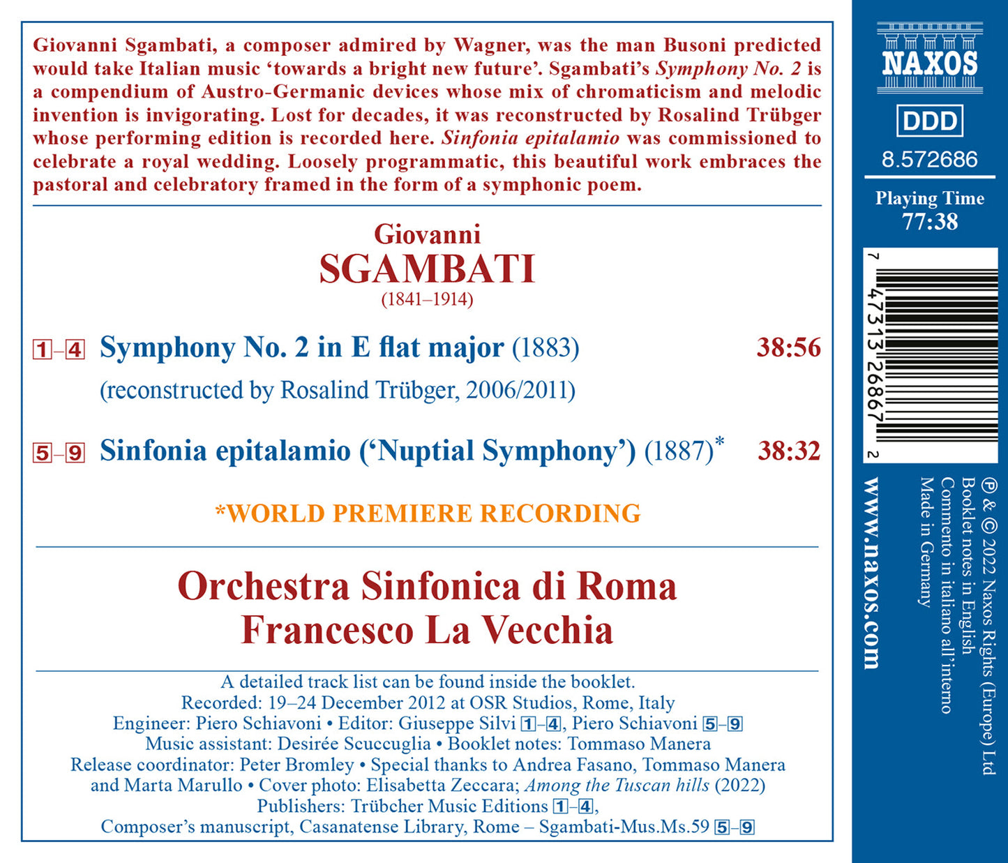 Sgambati: Symphony No. 2; Sinfonia Epitalamio