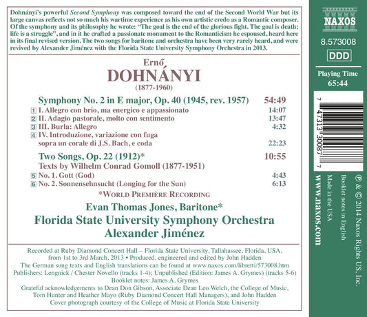 Dohnányi: Symphony No. 2 & 2 Songs