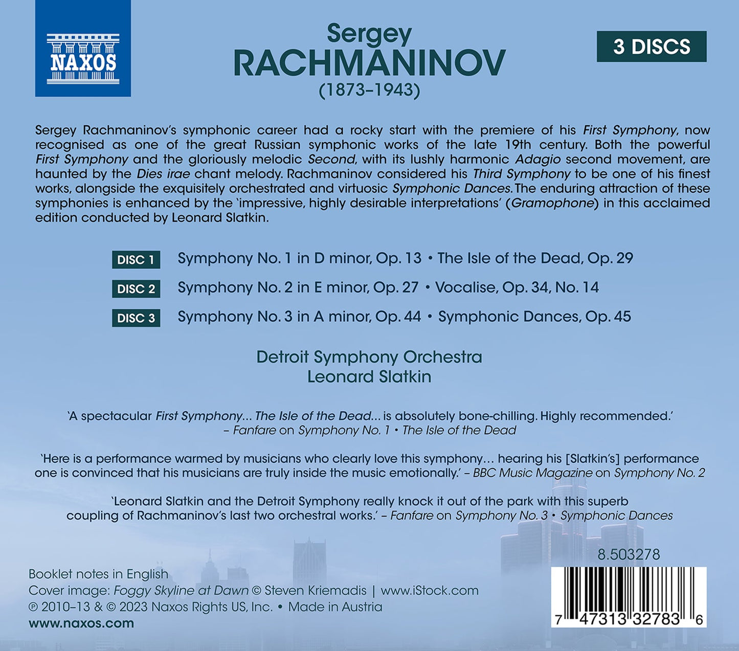Rachmaninoff: Symphonies Nos. 1-3; Isle Of The Dead; Symphon