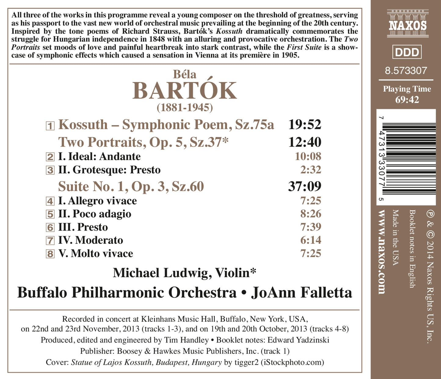 Bartók: Kossuth, 2 Portraits & Orchestral Suite No. 1