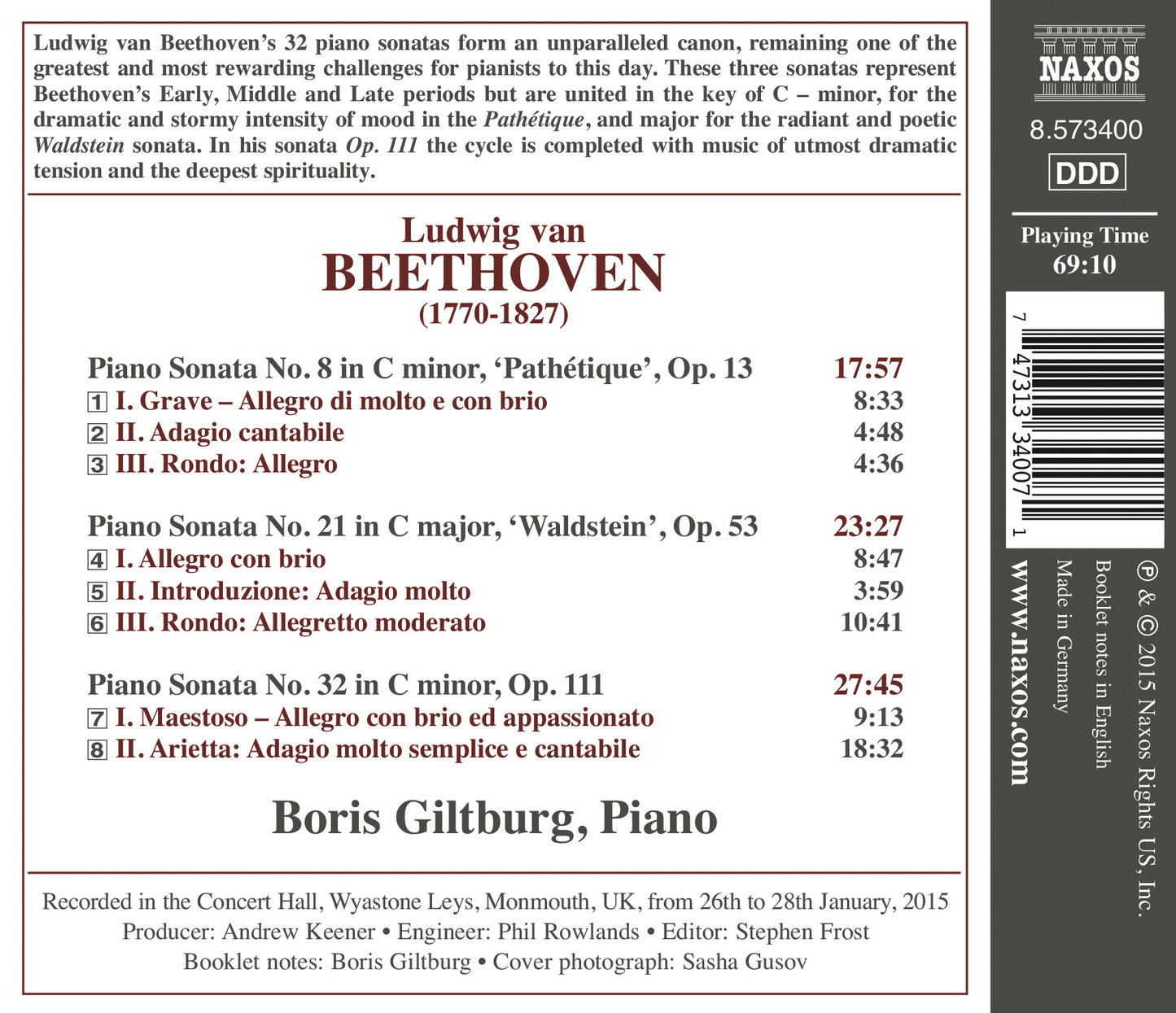 Beethoven: Piano Sonatas Nos. 8, 21 & 32