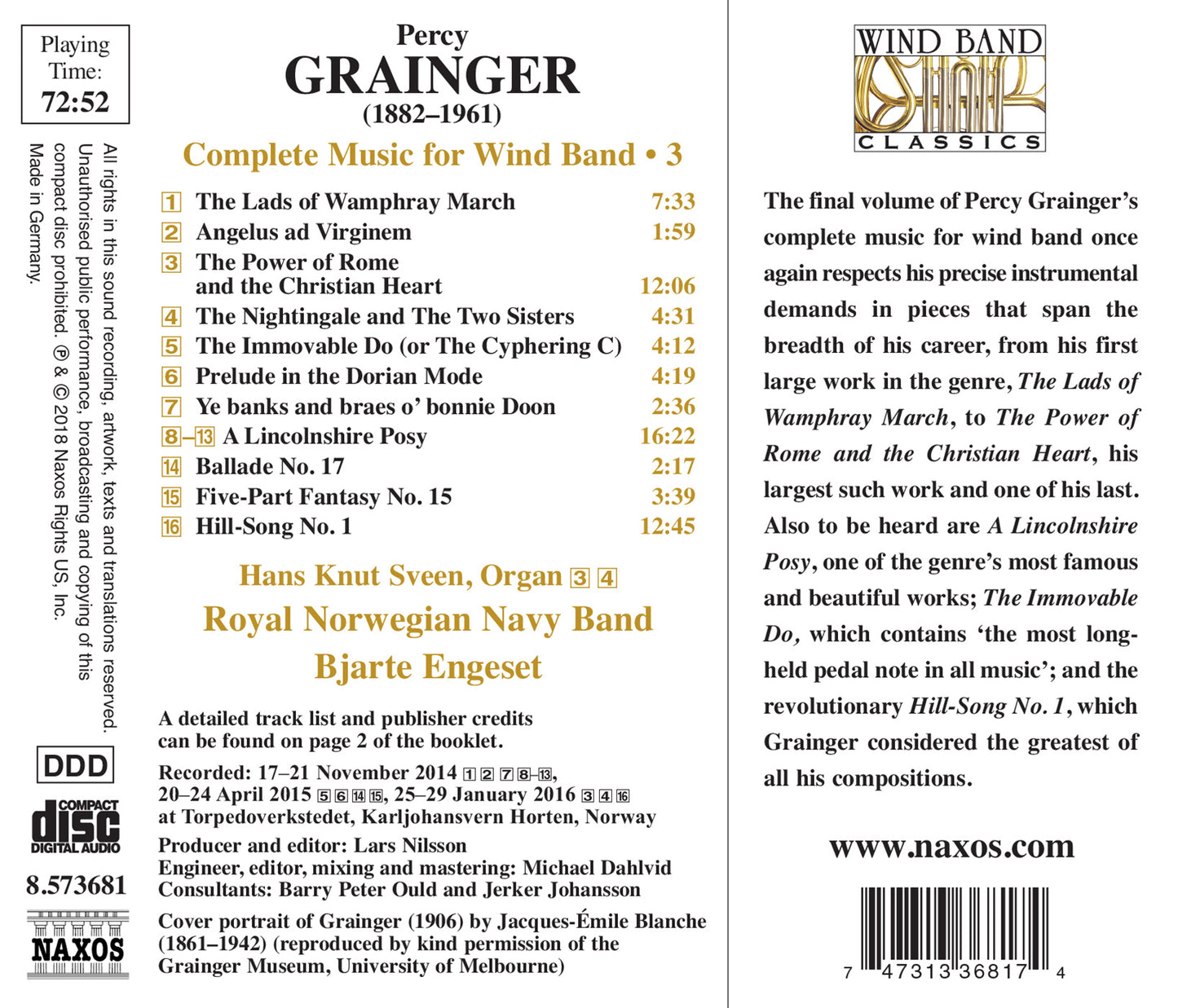 Grainger: Complete Music For Wind Band, Vol. 3