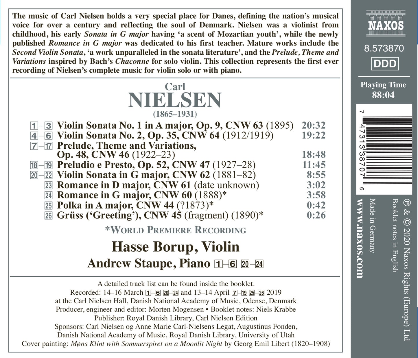 Nielsen: Complete Works For Violin Solo And Violin And Piano