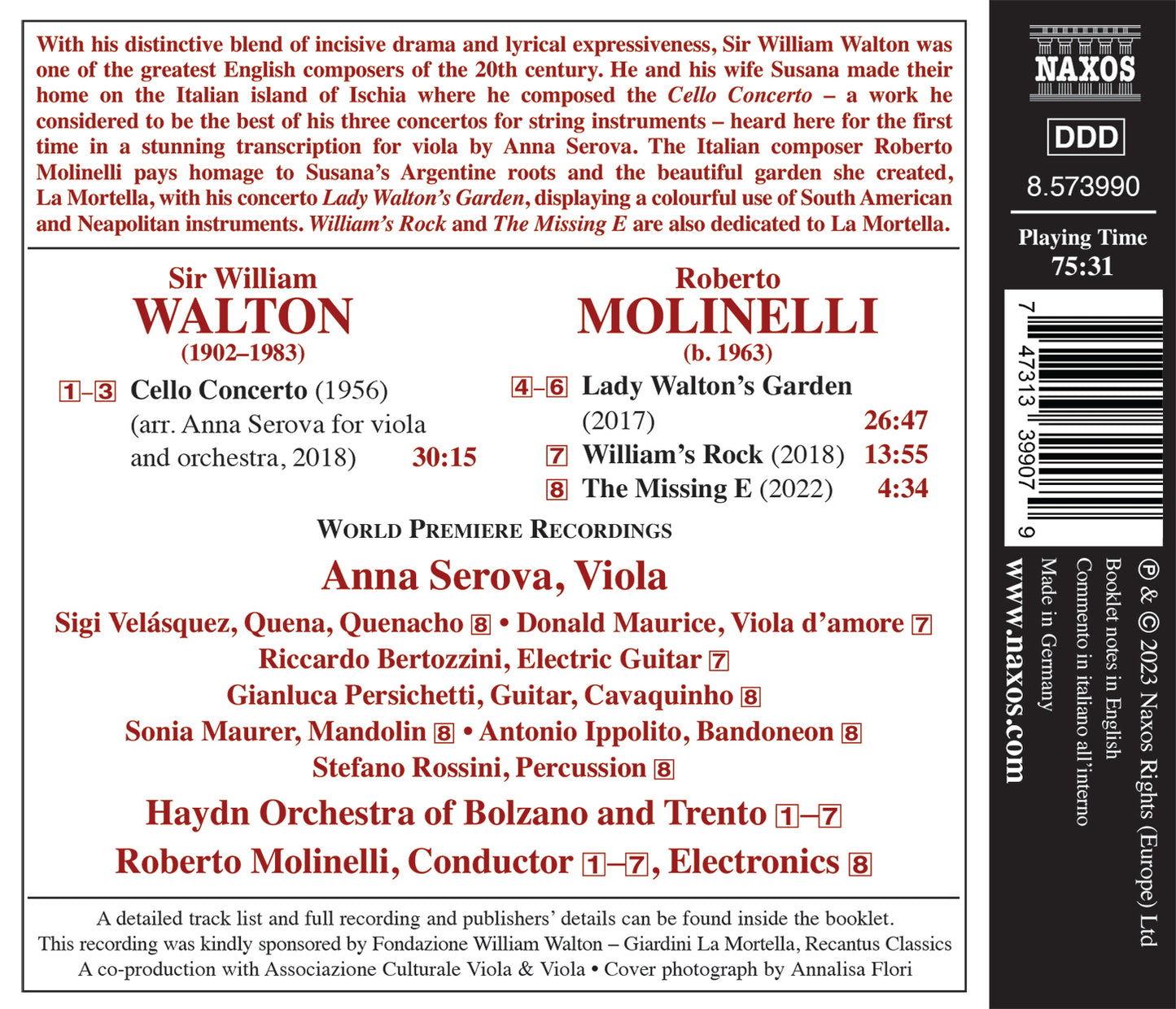 Walton: Cello Concerto (arr. for viola & orchestra by Anna S